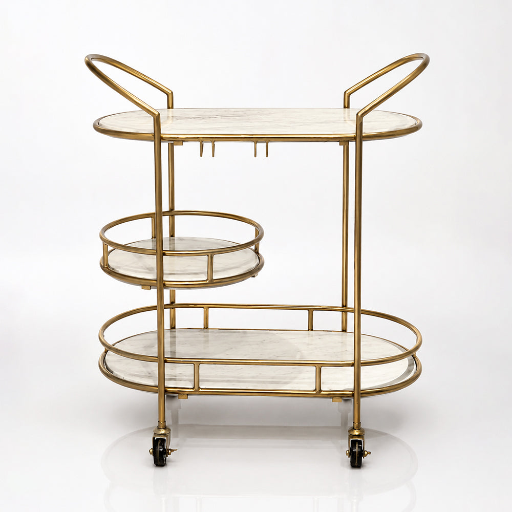 Winona Marble Serving Trolley with Metal