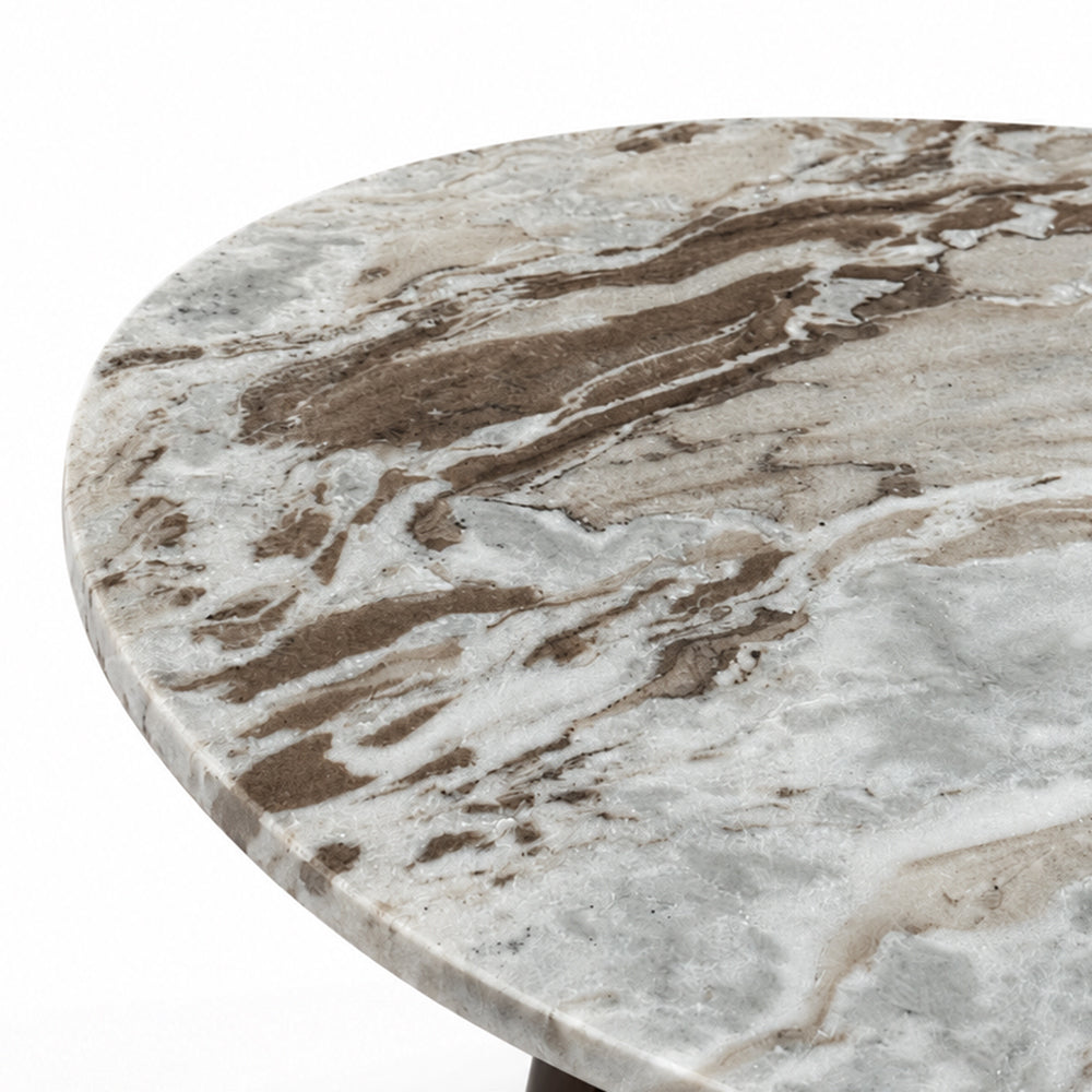 Olly Marble Coffee Table with mango wood leg