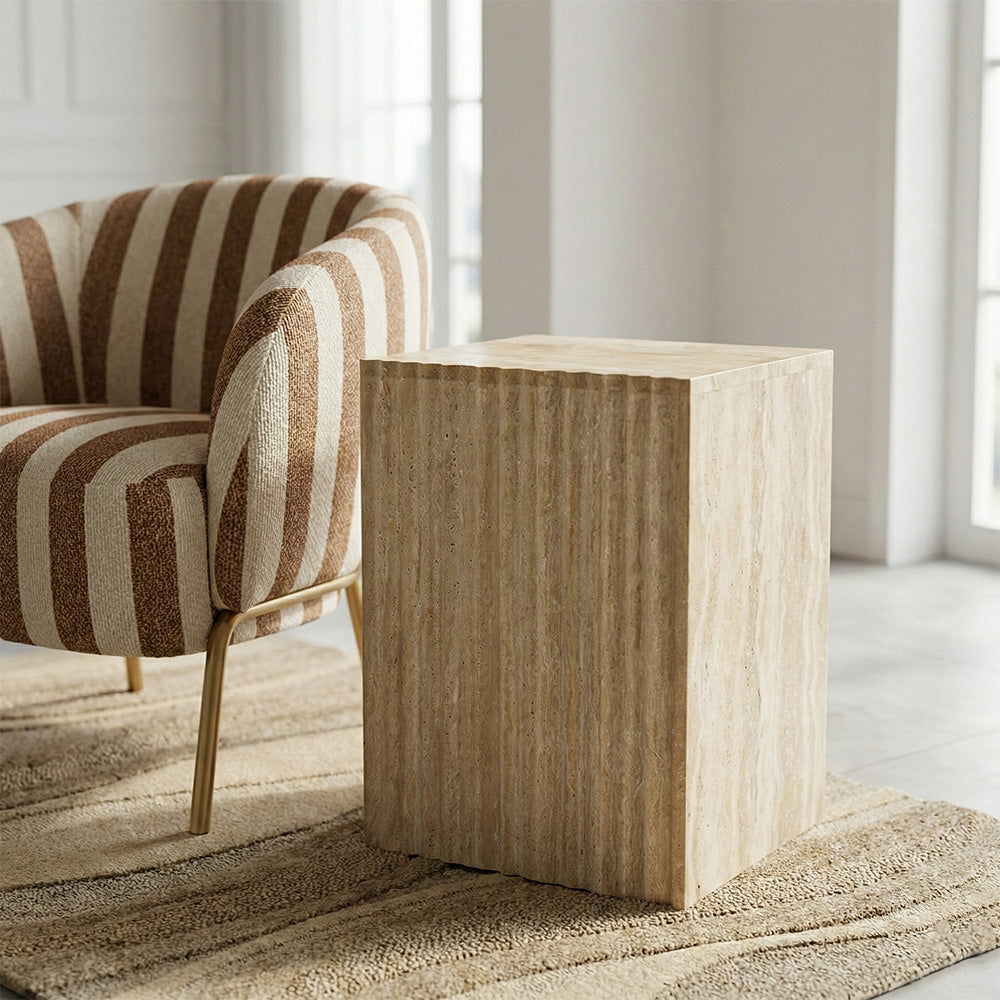 Malo Travertine Marble Square Coffee Table - Small