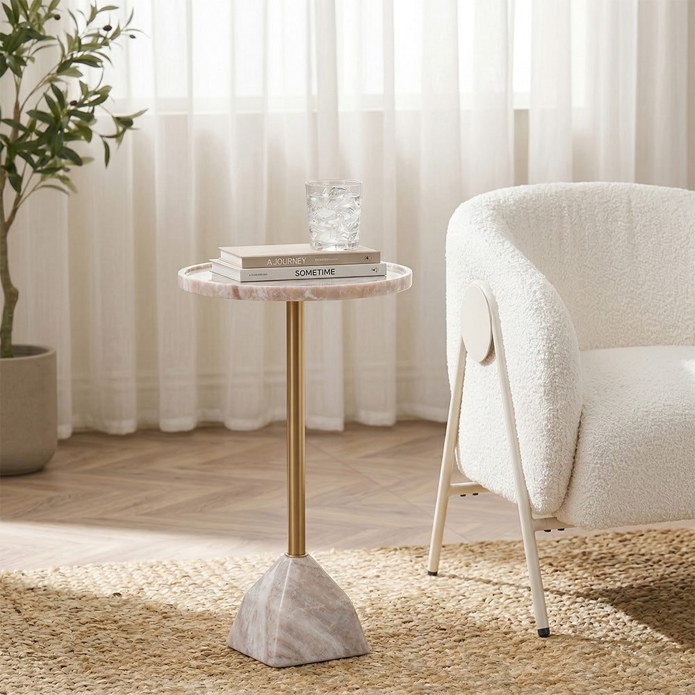 Timo Marble Side Table with Metal - Purple