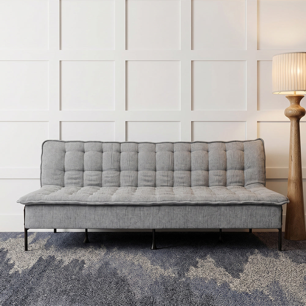Space-Saving Armless 3 Seater Sofa Cum Bed - Dark grey