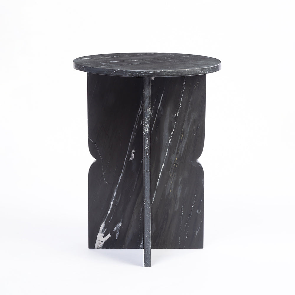 Zuri Black Marble Round Side Table