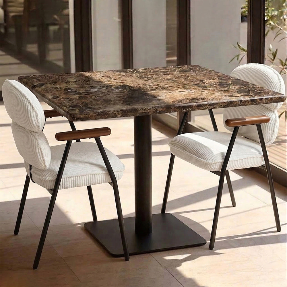 Bello Dark Emperador Marble Restaurant Table with Metal