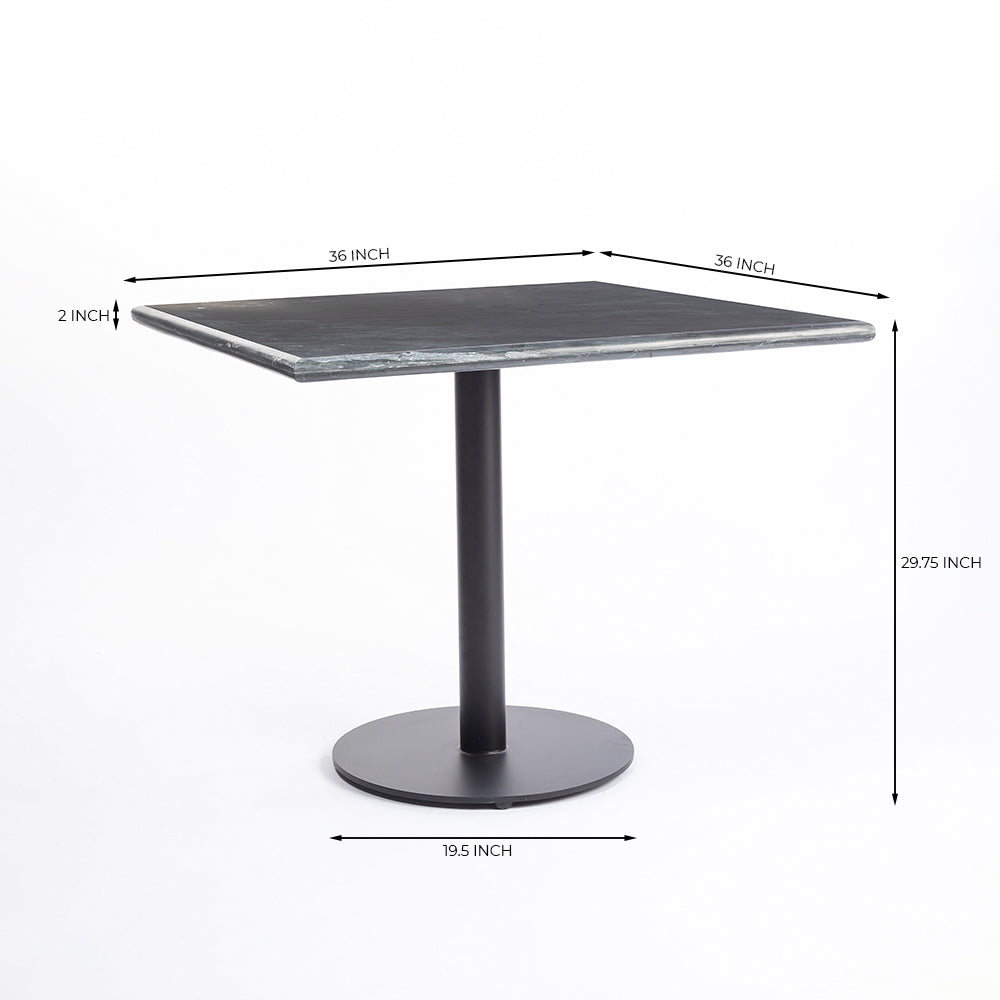 Cleo Black Marble Square Restaurant Table with Metal