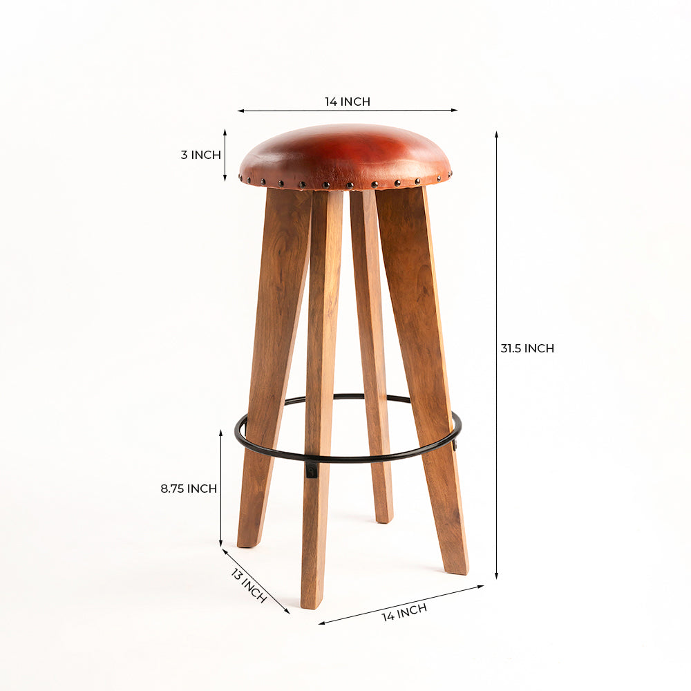 Wooden Figaro Leather Bar Stool Chair