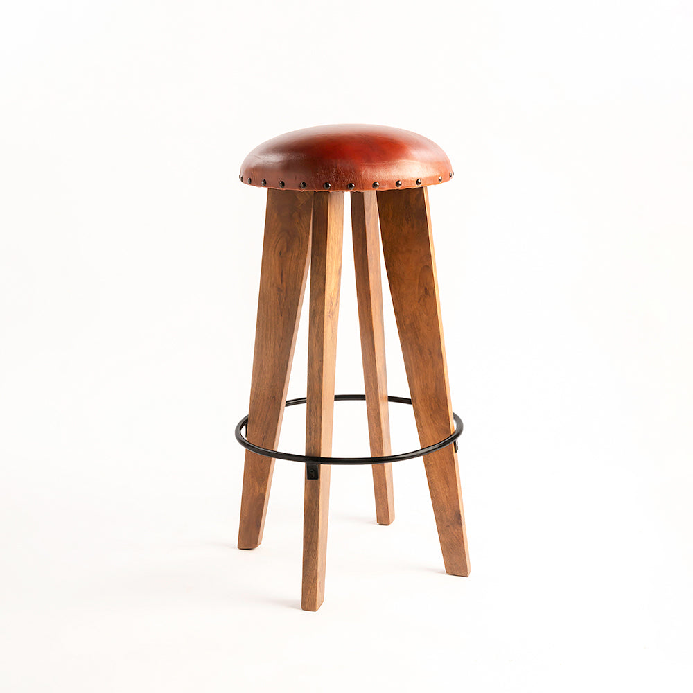 Wooden Figaro Leather Bar Stool Chair