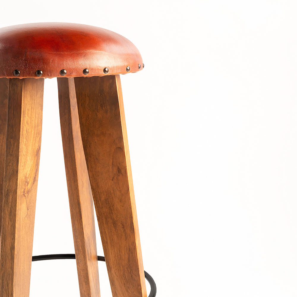 Wooden Figaro Leather Bar Stool Chair