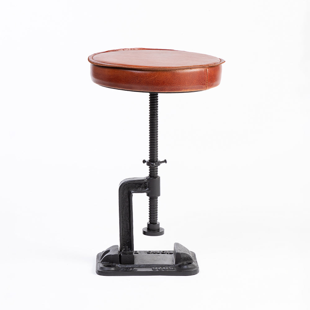 Masque Leather Stool with Iron
