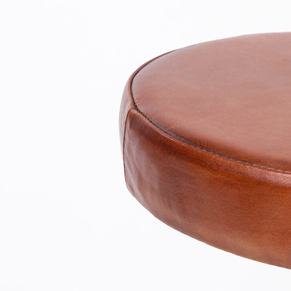 Asturius Leather Stool with Iron
