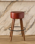 Wooden Havana Leather Bar Chair