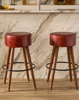 Wooden Havana Leather Bar Chair