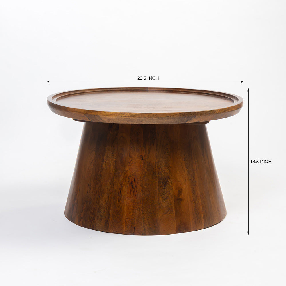 Brown Mango Wood Round Coffee Table - Large