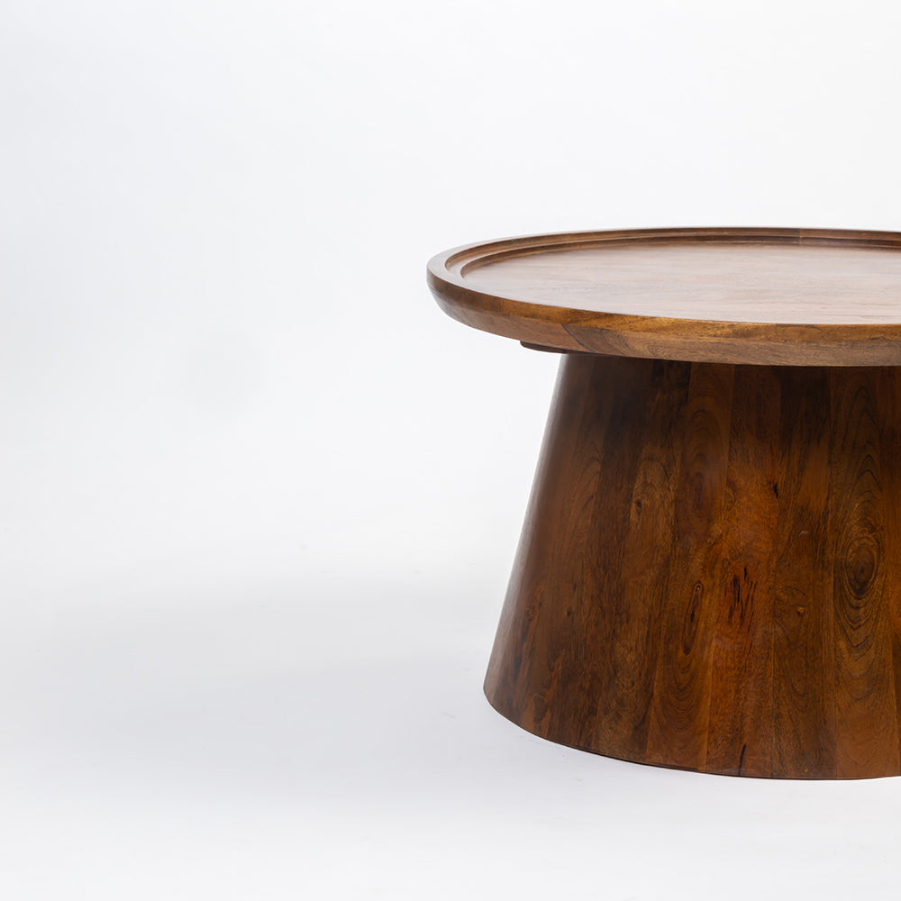 Brown Mango Wood Round Coffee Table Set of 3