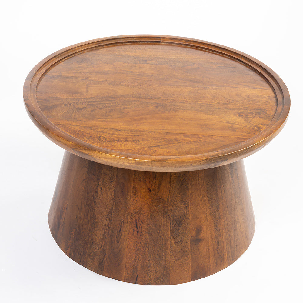 Brown Mango Wood Round Coffee Table Set of 3