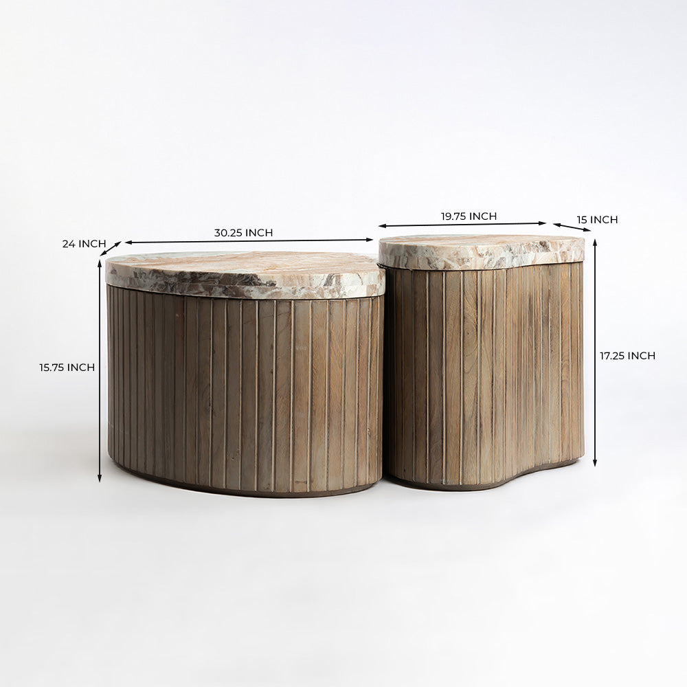 Wooden Norweg Coffee Table with Marble
