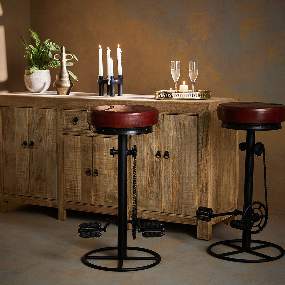 Merelise Bloom Leather Bar Stool Chair