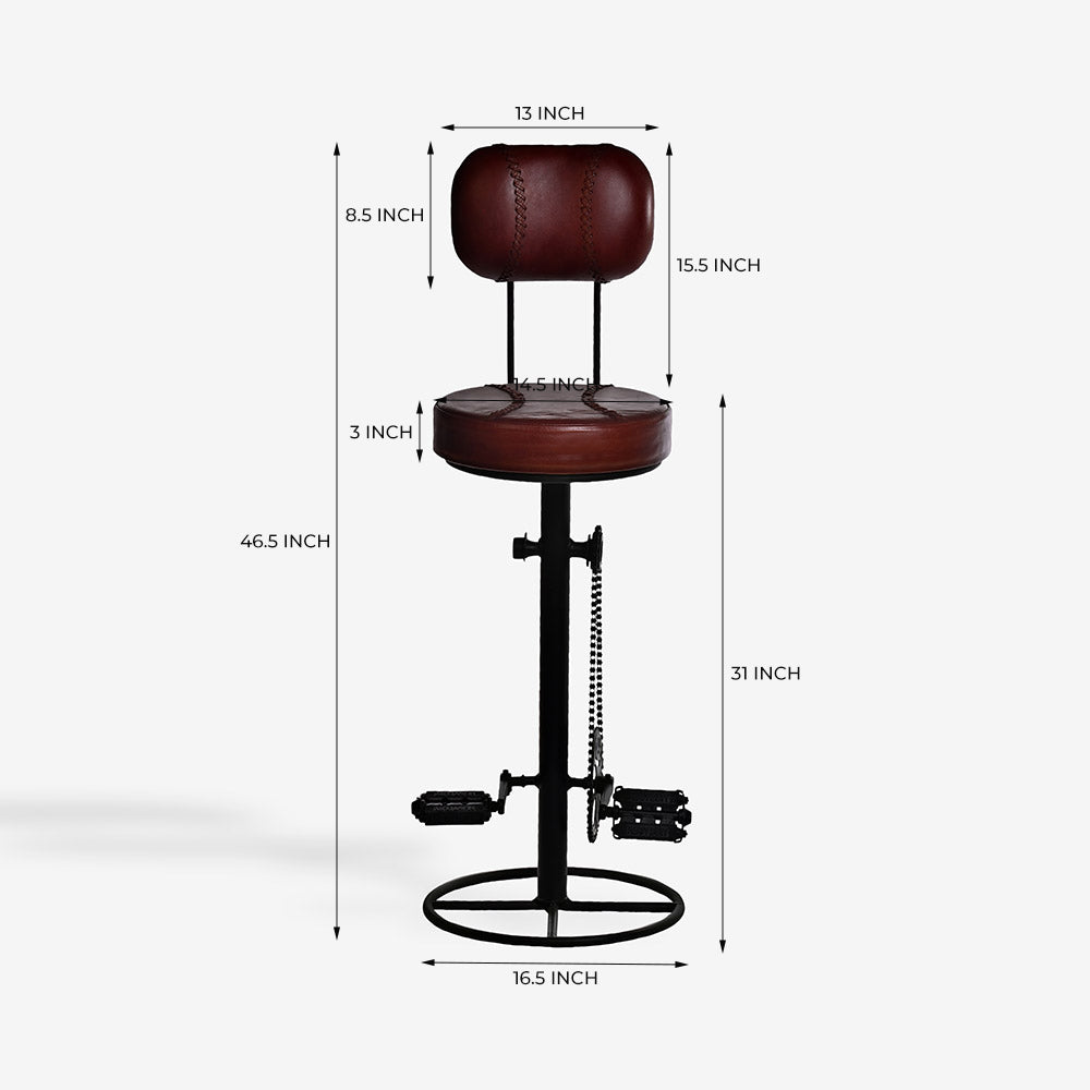 Sylvara Hanz Leather Bar Stool Chair