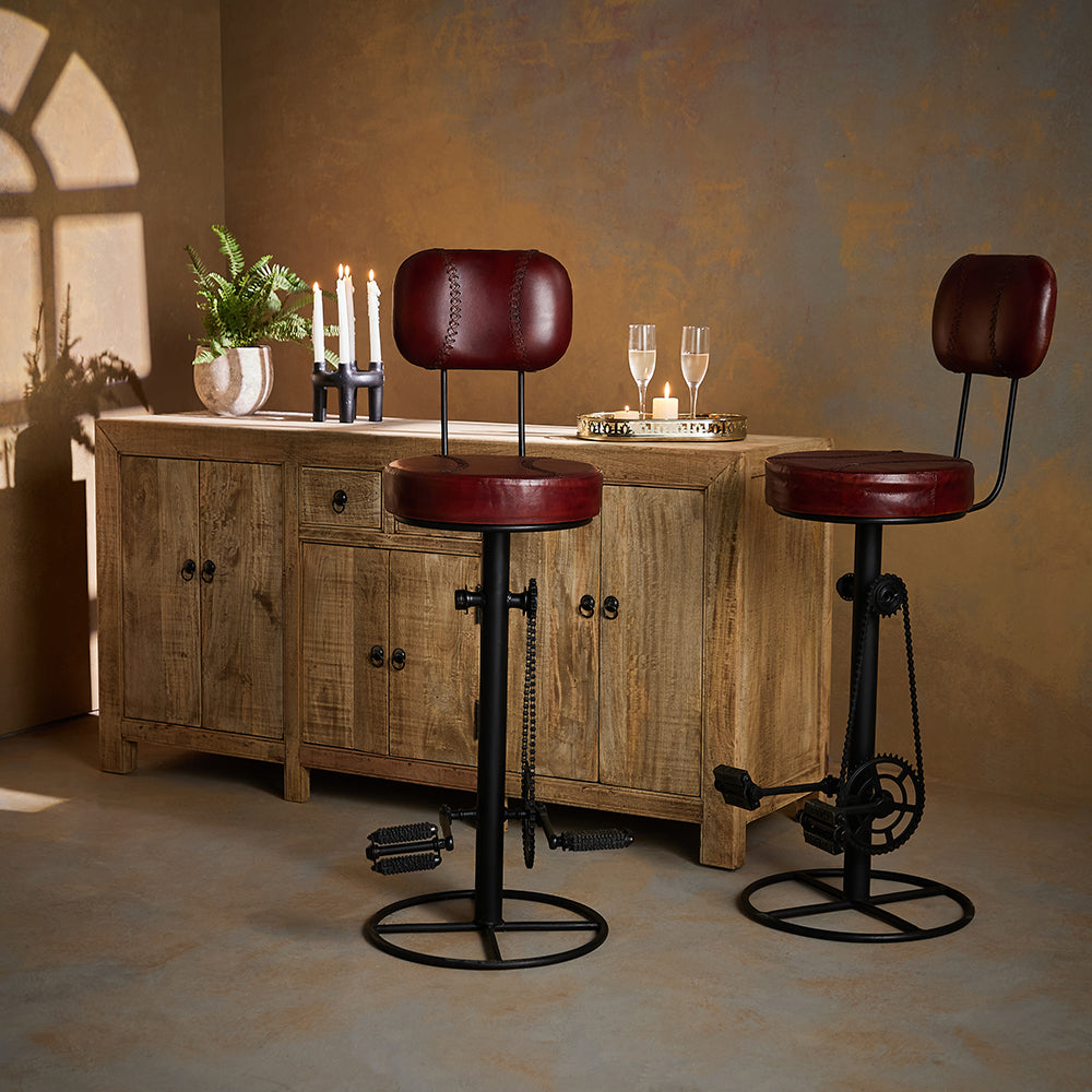 Sylvara Hanz Leather Bar Stool Chair