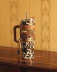 Wide Wyoming Tumbler In Brown and White