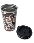 Western Trail Brew Stainless Steel Mug In Brown Leapard Print