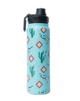 Moo & Bloom Stainless Steel Water Bottle In Cactus Geometry