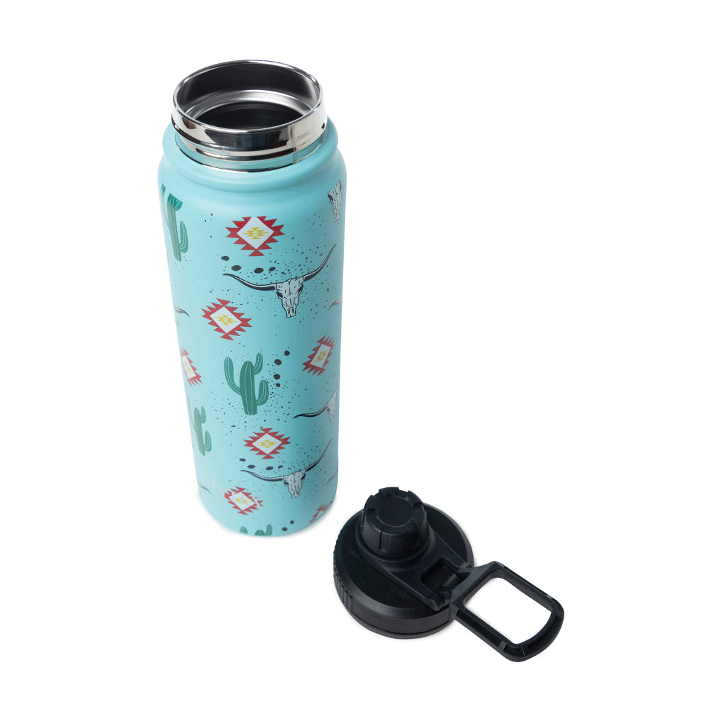 Moo & Bloom Stainless Steel Water Bottle In Cactus Geometry
