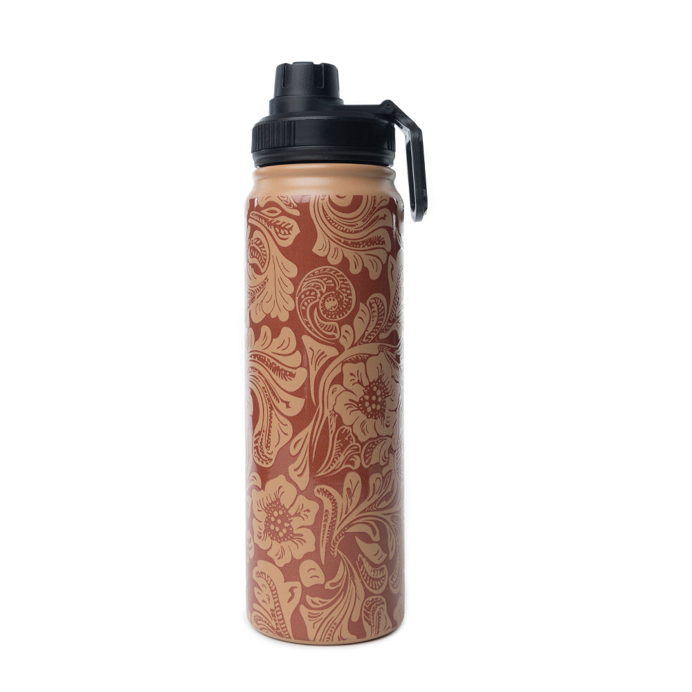 Moo & Bloom Stainless Steel Water Bottle In Brown Baroque