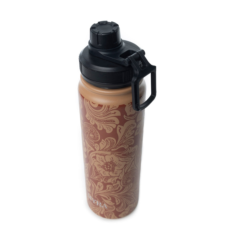 Moo & Bloom Stainless Steel Water Bottle In Brown Baroque
