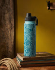 Moo & Bloom Stainless Steel Water Bottle In Turquoise