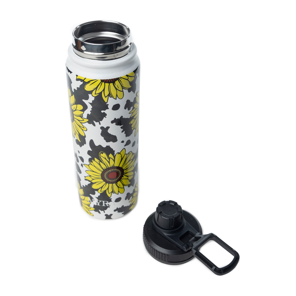 Moo & Bloom Stainless Steel Water Bottle In Sunflower Yellow