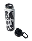 Moo & Bloom Stainless Steel Water Bottle In Black Leopard Print
