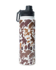 Moo & Bloom Stainless Steel Water Bottle In Brown Leopard Print