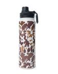 Moo & Bloom Stainless Steel Water Bottle In Brown Leopard Print