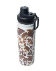 Moo & Bloom Stainless Steel Water Bottle In Brown Leopard Print