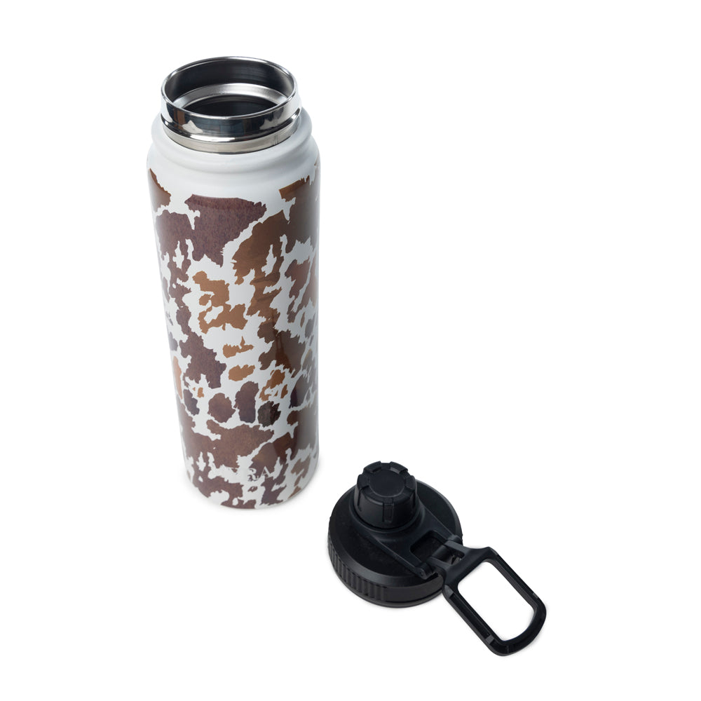 Moo & Bloom Stainless Steel Water Bottle In Brown Leopard Print