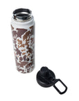 Moo & Bloom Stainless Steel Water Bottle In Brown Leopard Print