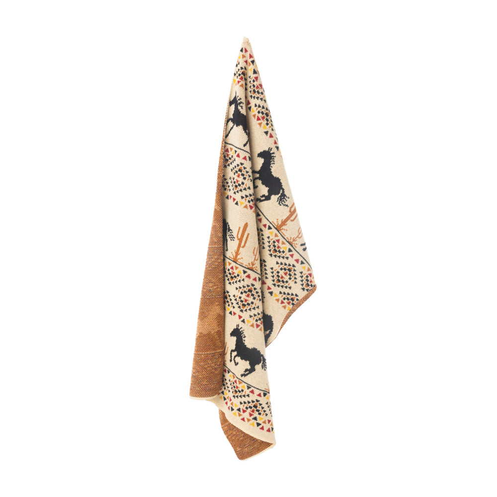 Stallion Spirit Knitted Cotton Kitchen Towel '' Set Of 2 '' In Sunset Gold