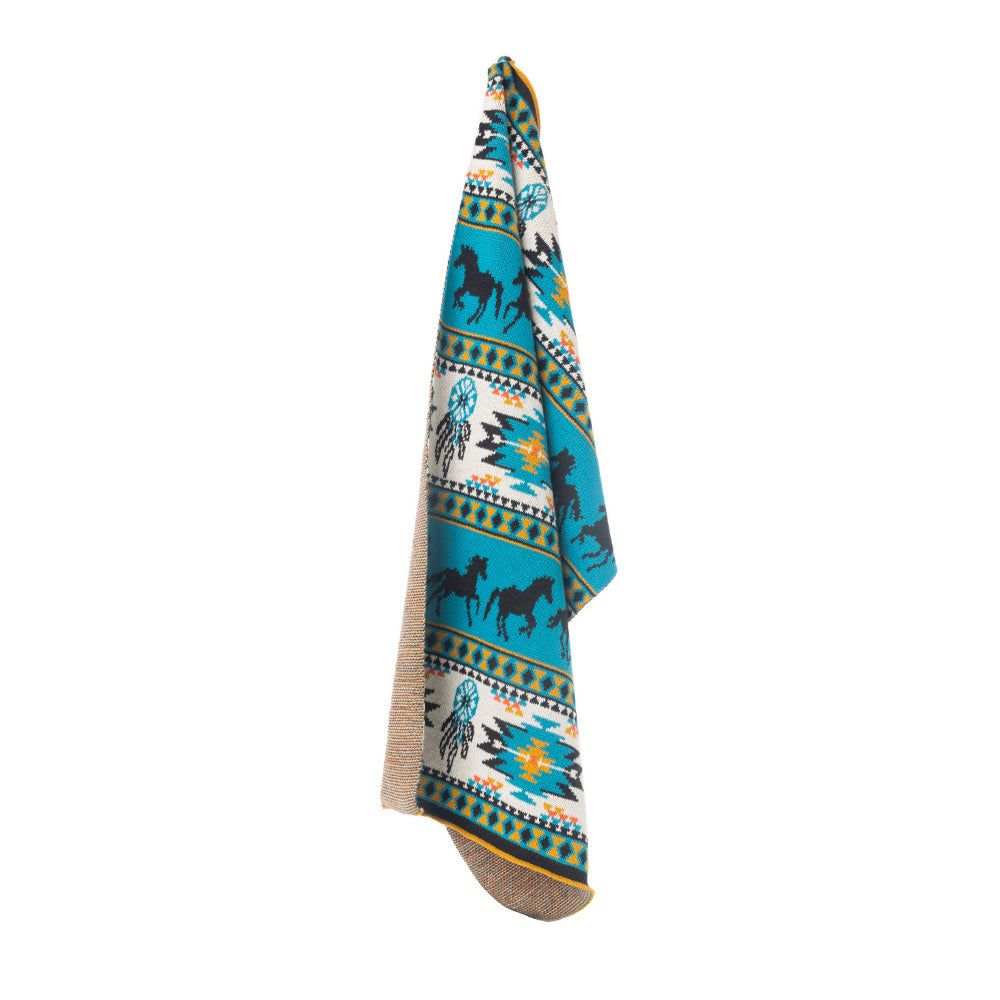 Dreamcatcher Knitted Cotton Kitchen Towel '' Set Of 2 '' In Prairie Blue
