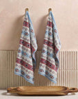 Navajo Nights Knitted Cotton Kitchen Towel '' Set Of 2 '' In Mesa Red