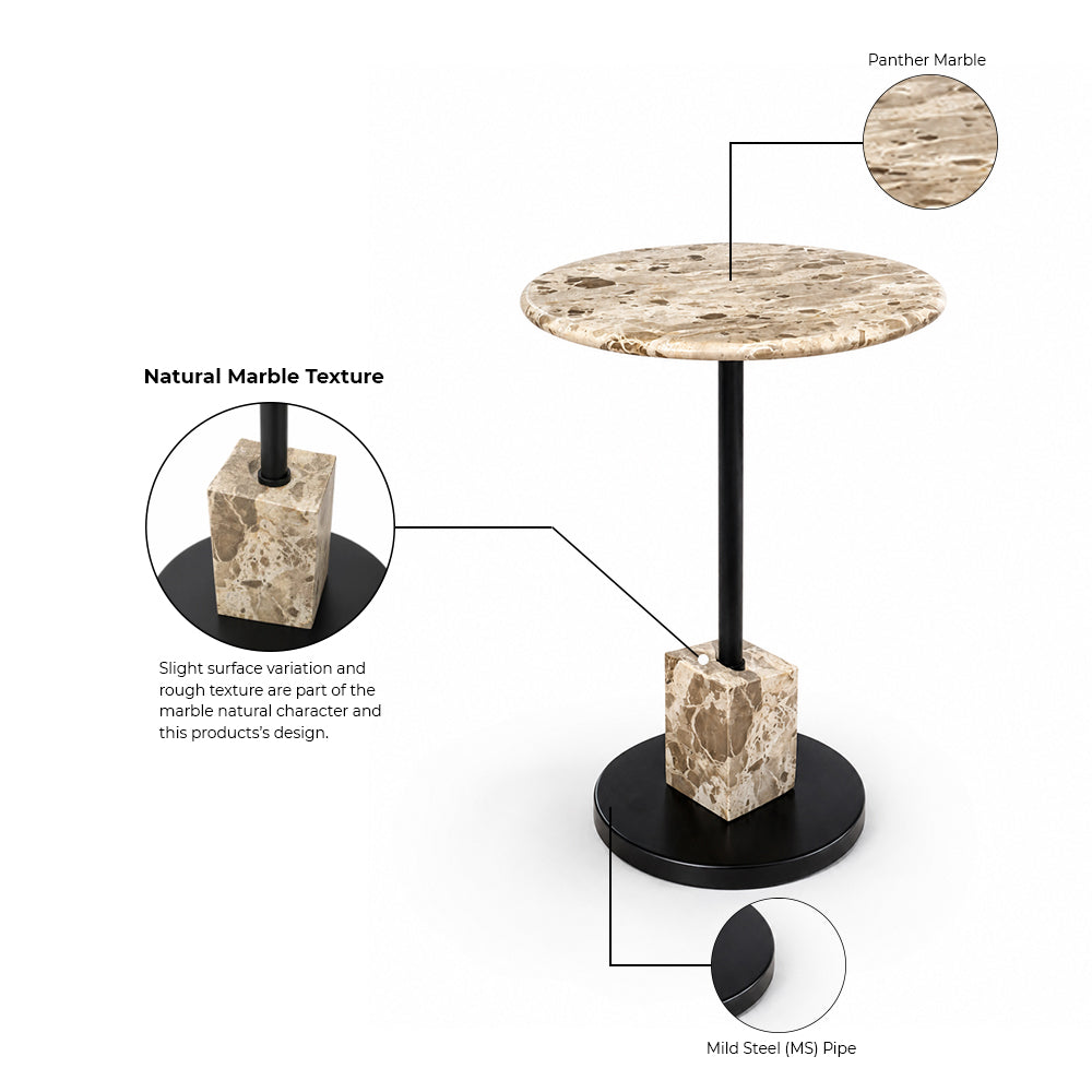 Conan Marble Side Table with Metal