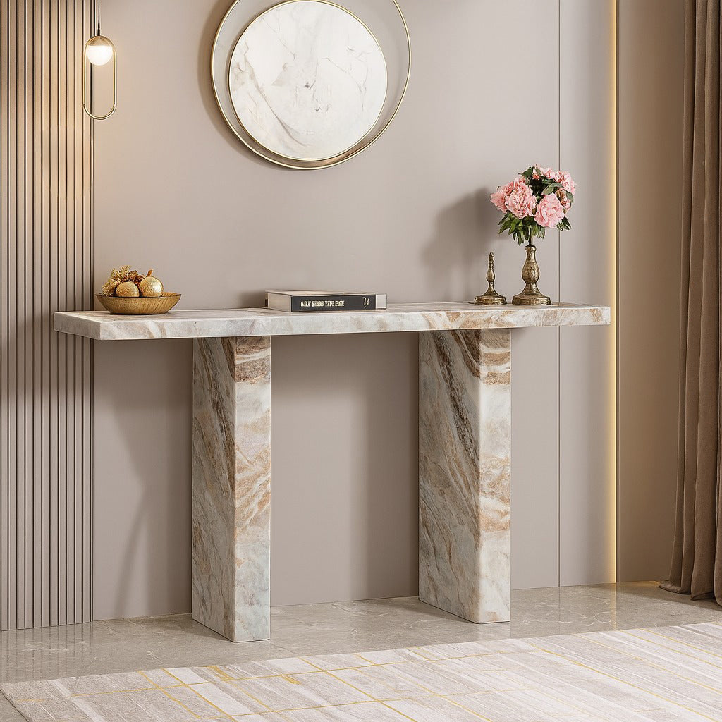 Shop Cauchy Butterscotch Marble Console Table Online