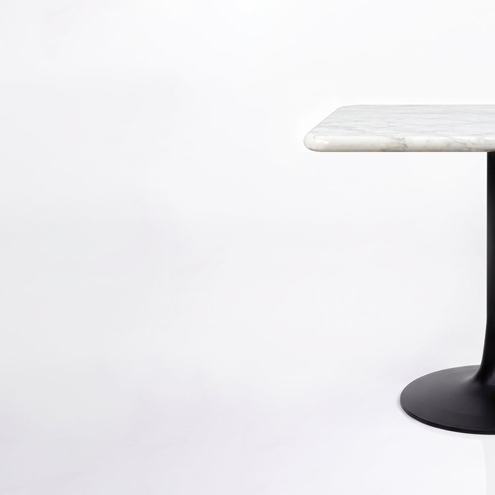 Marcello White Banswara Marble Restaurant, Cafe & Bistro Table with Metal Legs - Large