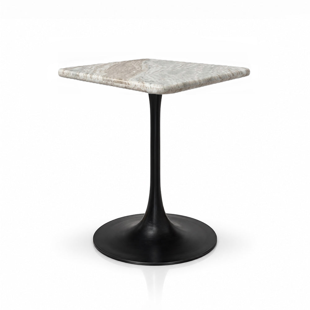 Dorian Sawar Marble Restaurant, Cafe & Bistro Table with Metal Legs - Medium