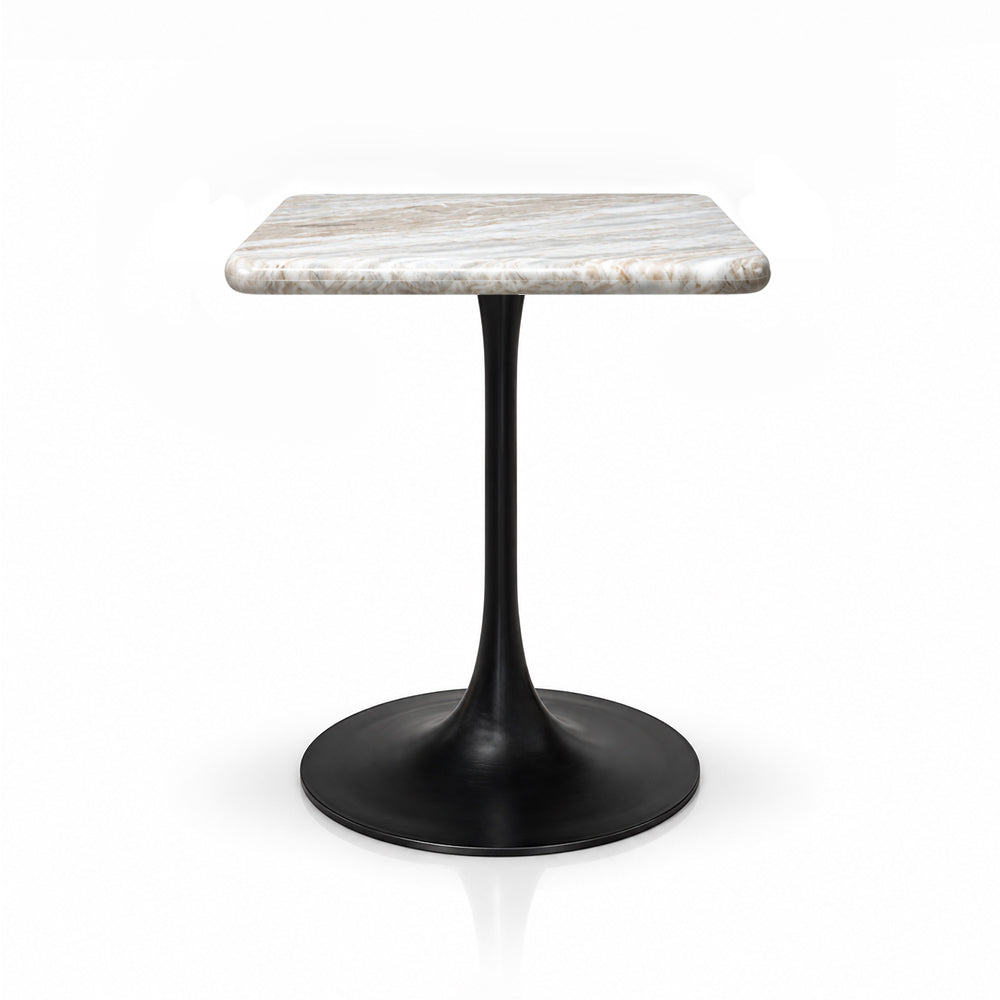 Dorian Sawar Marble Restaurant, Cafe & Bistro Table with Metal Legs - Small