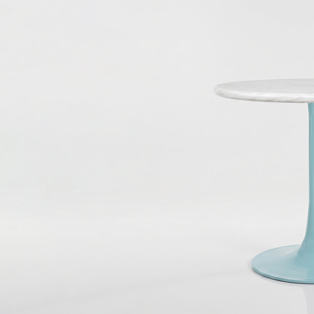 Idris White Banswara Marble Restaurant, Cafe & Bistro Table with Metal Legs - Large