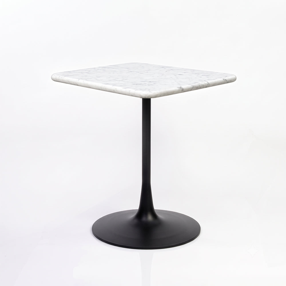 Marcello White Banswara Marble Restaurant, Cafe & Bistro Table with Metal Legs - Medium