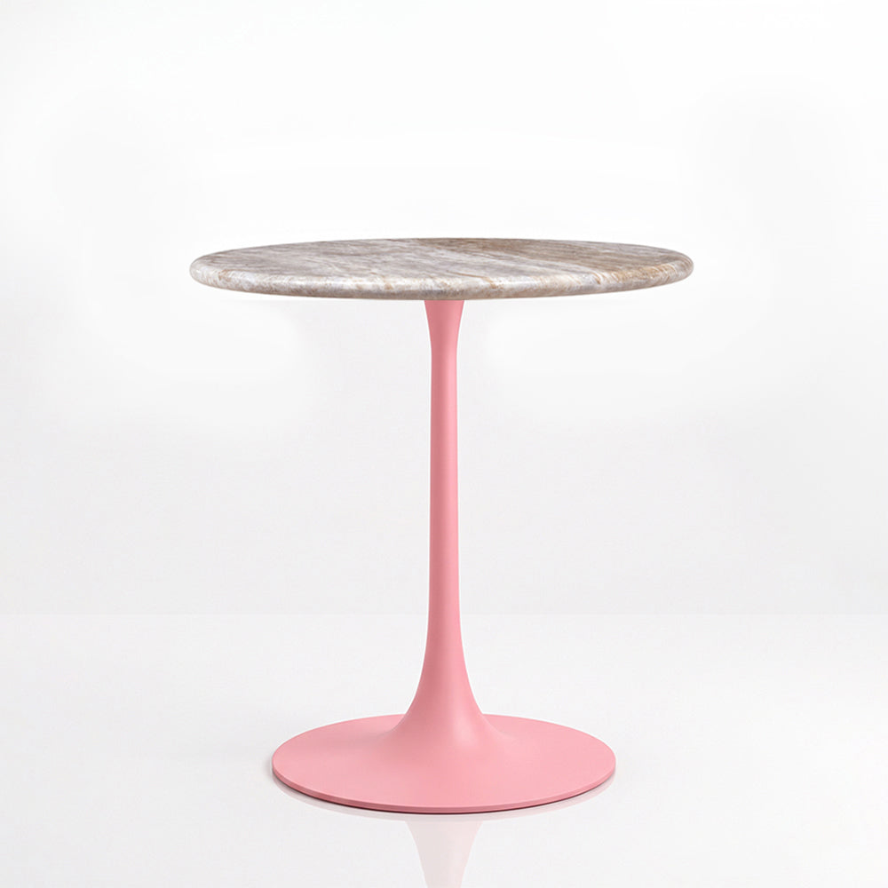 Evander Sawar Marble Restaurant, Cafe & Bistro Table with Metal Legs - Medium