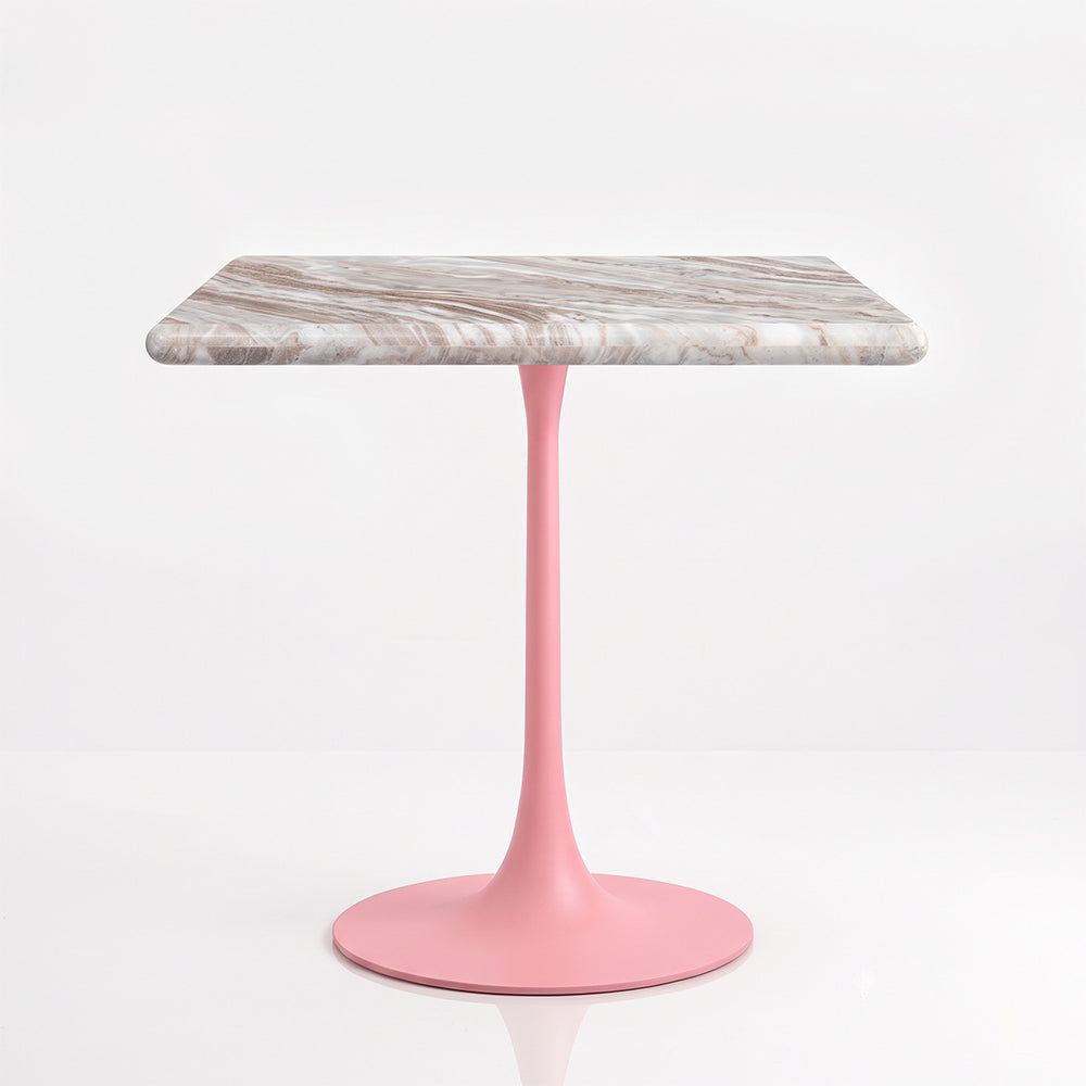 Alaric Sawar Marble Restaurant, Cafe & Bistro Table with Metal Legs - Large