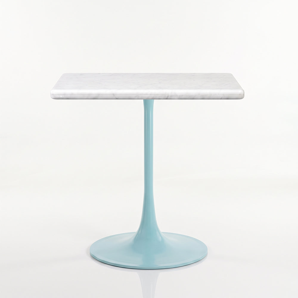 Florian White Banswara Marble Restaurant, Cafe & Bistro Table with Metal Legs - Large