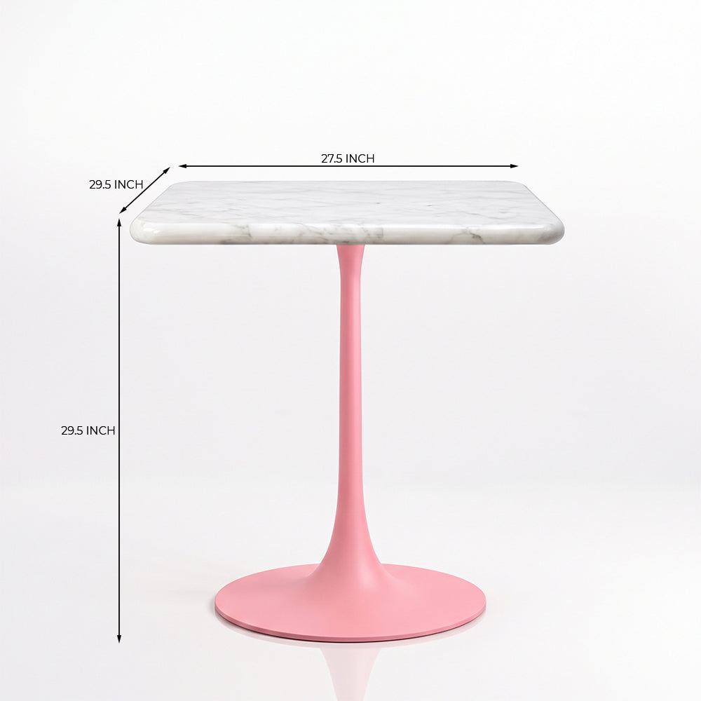 Isolde White Banswara Marble Restaurant, Cafe & Bistro Table with Metal Legs - Medium